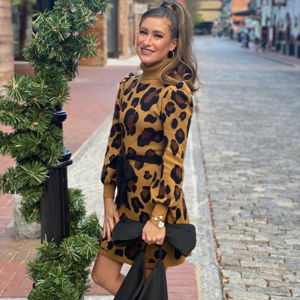 Target leopard print sweater dress xs